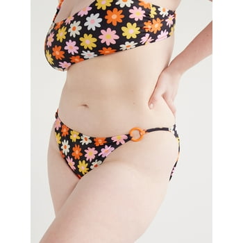 No Boundaries Juniors’ Daisy Print O-Ring Bikini Bottoms, Sizes S-XXL