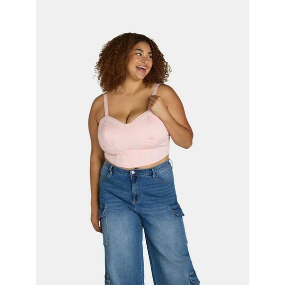 No Boundaries Denim Corset Top, Women's and Women's Plus