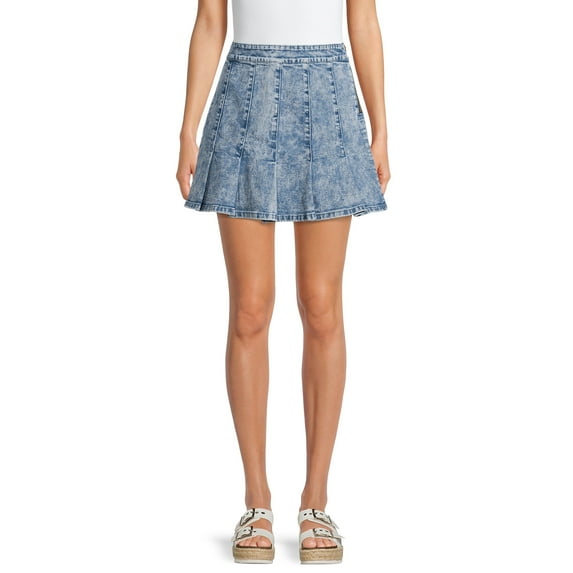 No Boundaries Juniors' Denim Pleated Skirt