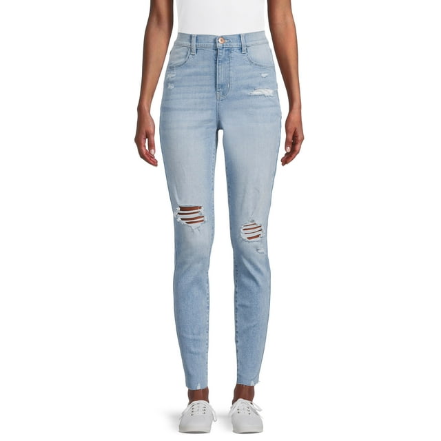 No Boundaries Juniors Destructed Curvy Slim Jeans - Walmart.com