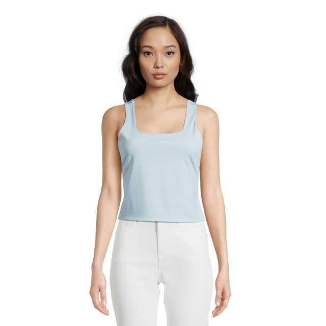 No Boundaries Juniors' Double Layer Square Neck Tank Top, Sizes XS-XXXL
