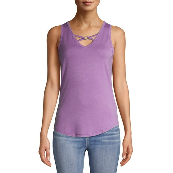 No Boundaries Juniors Double V-Neck Tank Top
