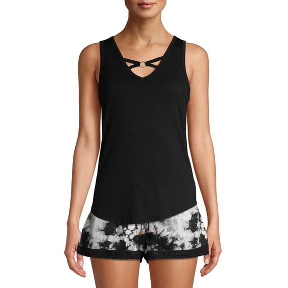 No Boundaries Juniors Double V-Neck Tank Top