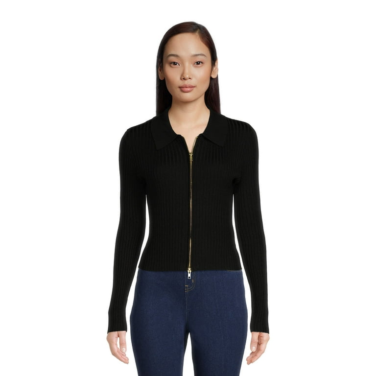 No Boundaries Juniors Double Zip Sweater Midweight