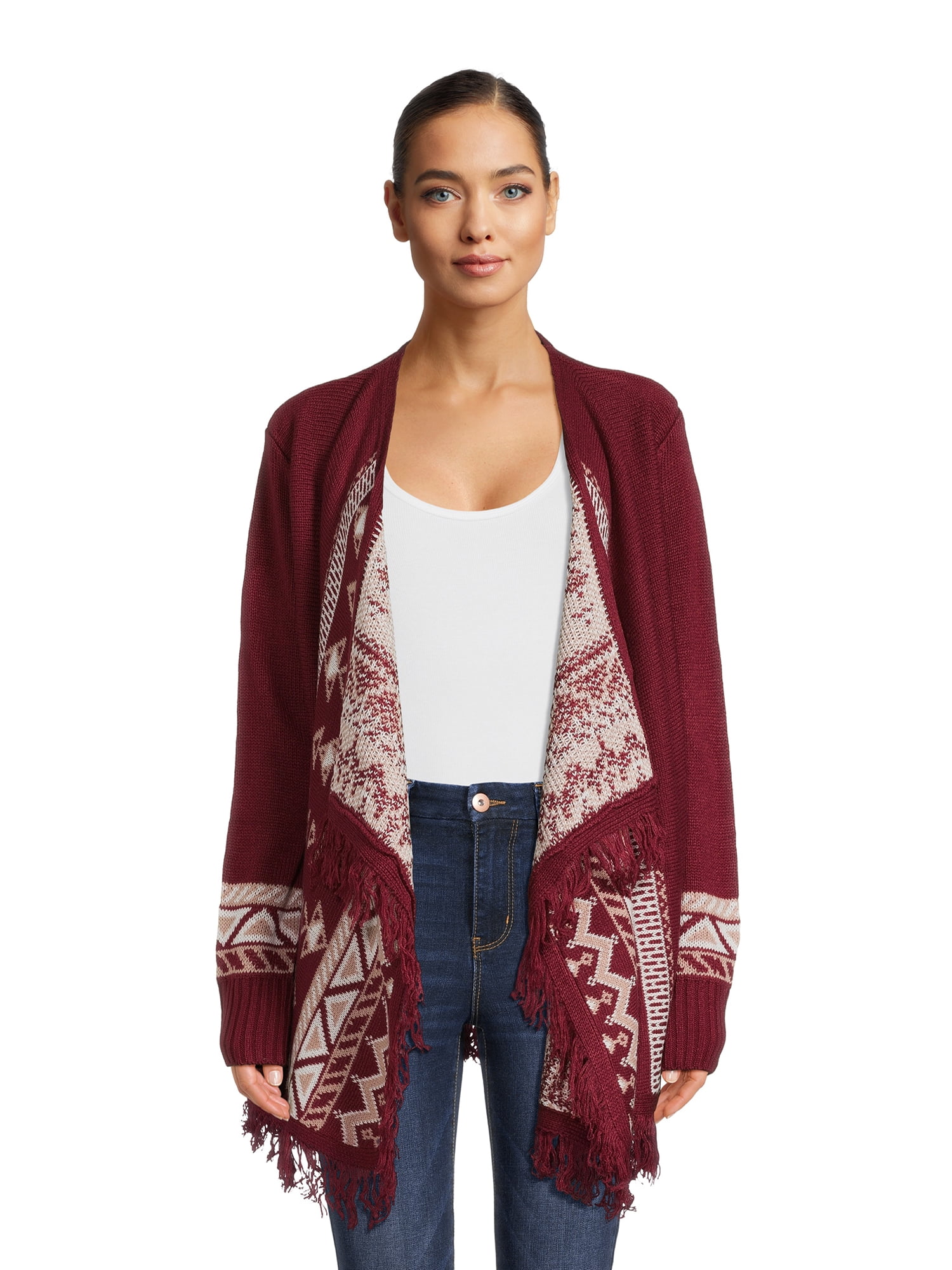 No Boundaries Juniors' Duster Cardigan with Southwest Pattern