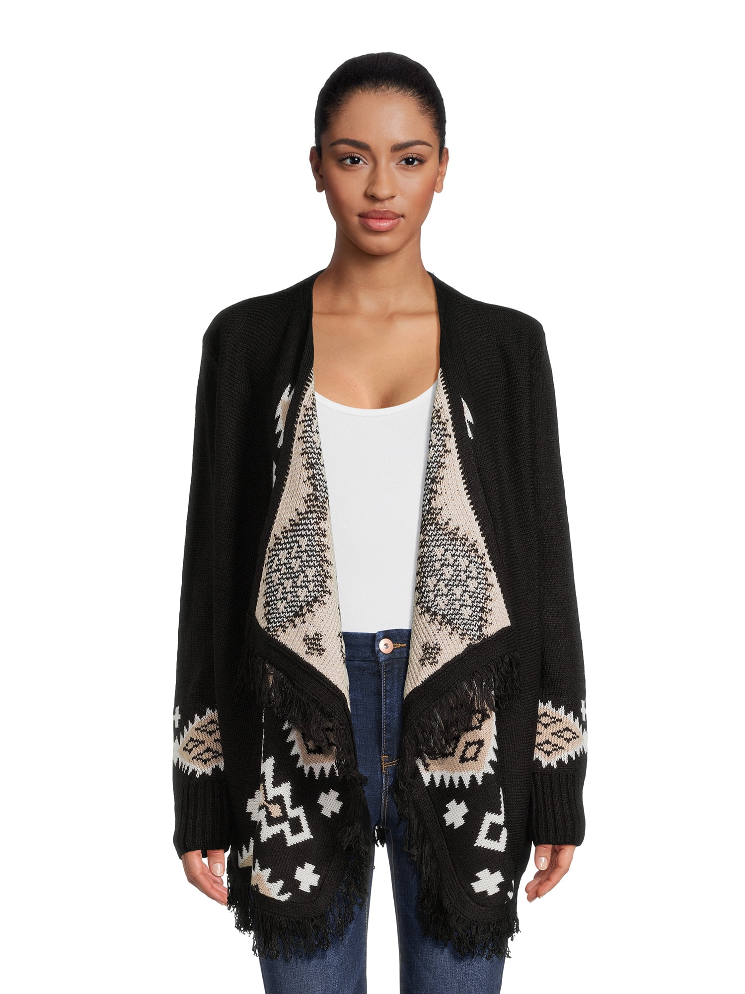 No Boundaries Juniors’ Duster Cardigan with Southwest Pattern, Sizes XS ...