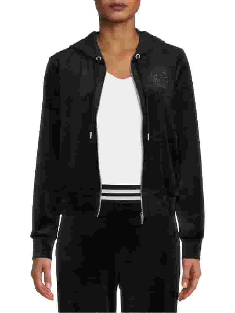 No Boundaries Juniors' Embellished Velour Jacket - Main Image