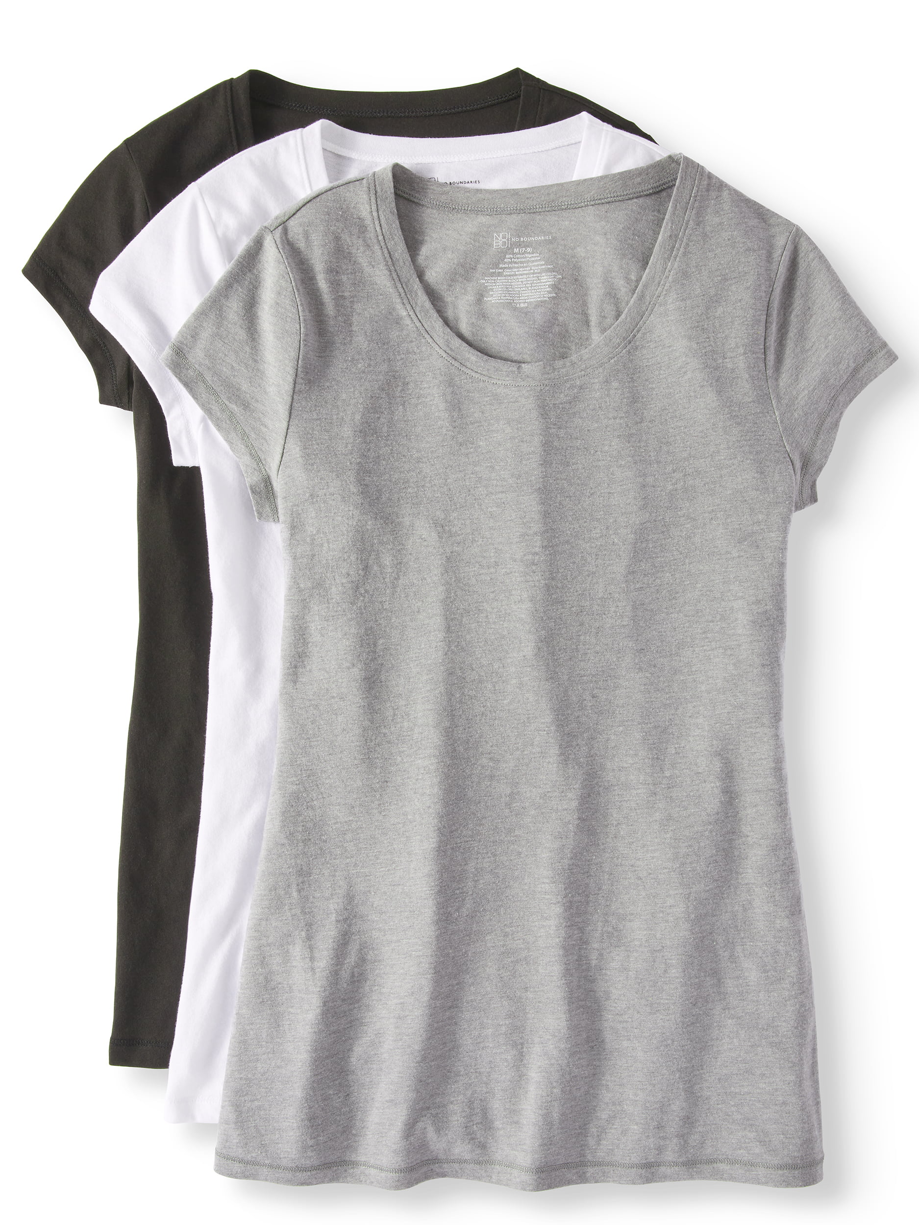 No Boundaries Juniors' Everyday Short Sleeve T-Shirt 3-Pack - Walmart.com