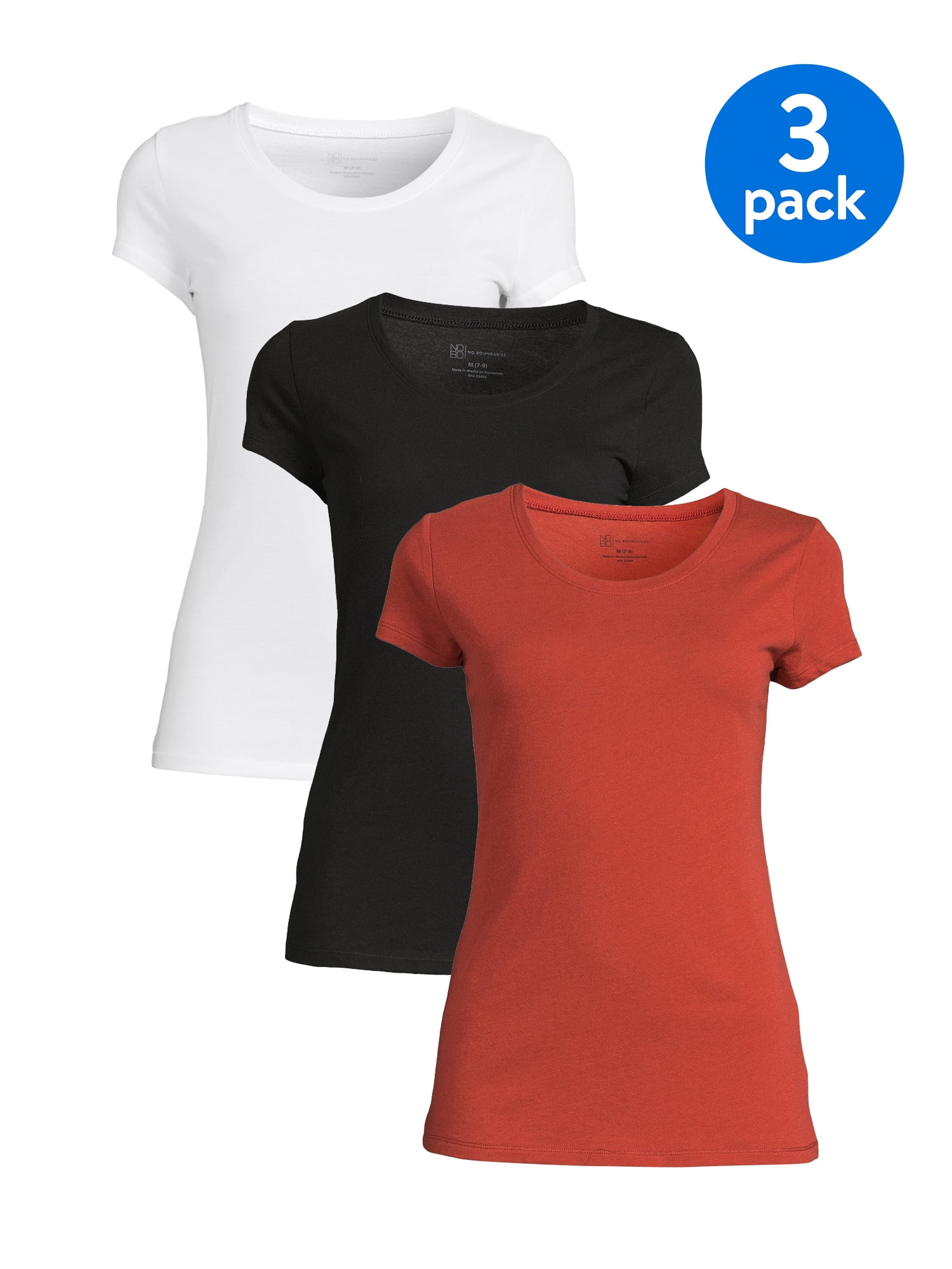 Vant til behagelig smuk No Boundaries Juniors' Everyday Short Sleeve T-Shirt, 3-Pack - Walmart.com