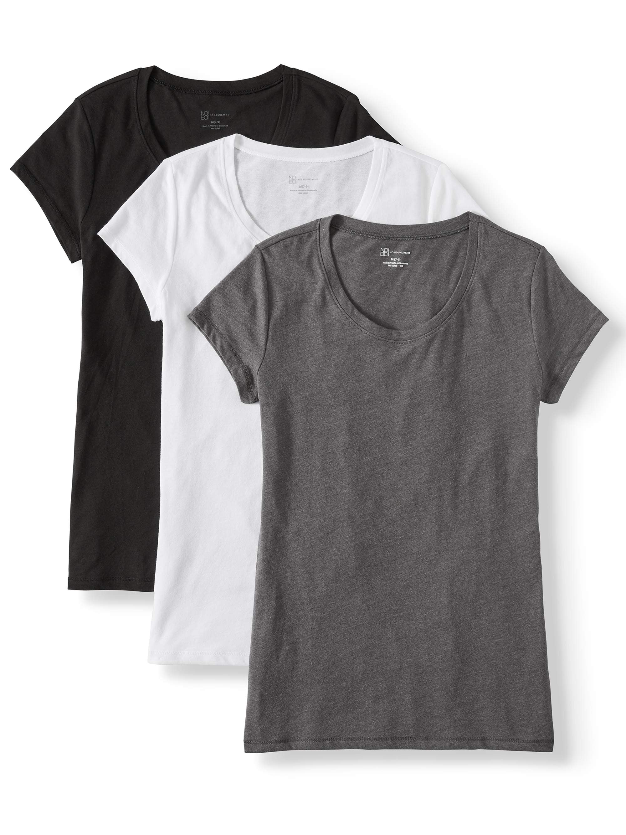 No Boundaries Juniors' Everyday Short Sleeve T-Shirt 3 Pack