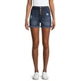 thumbnail image 1 of No Boundaries Juniors' Exposed Button Chop Pocket Mid-Rise Shorts, 1 of 6
