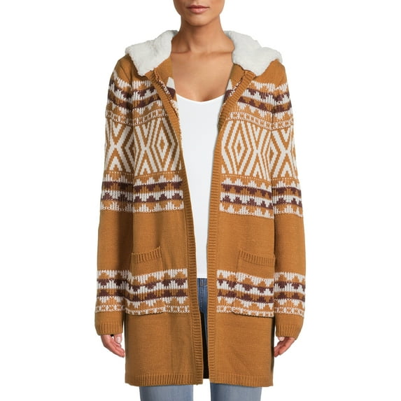 No Boundaries’ Juniors Faux Sherpa Hoodie Cardigan
