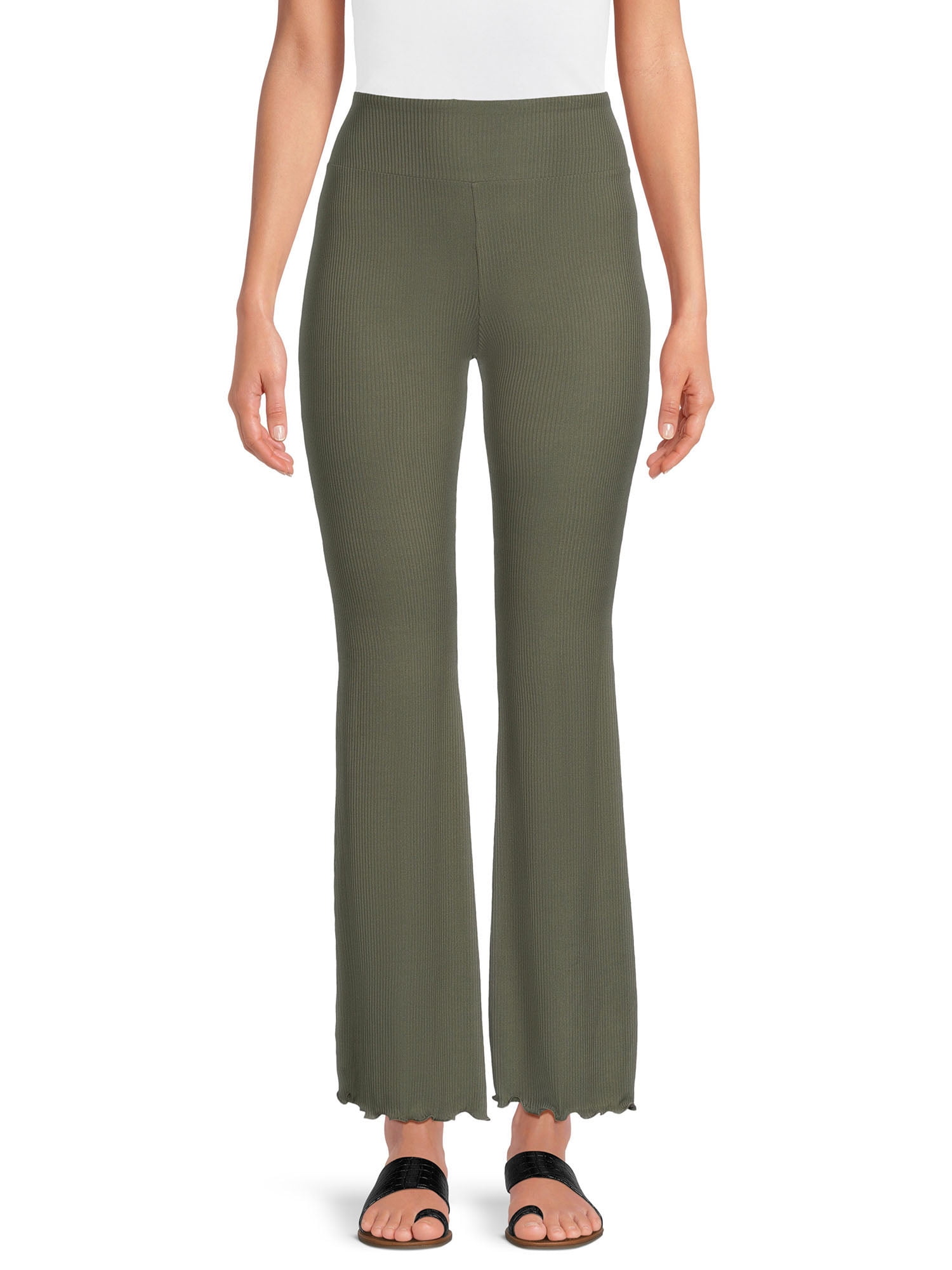 No Boundaries Juniors Flare Pants with Lettuce Edge Hem, Sizes SXXXL