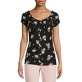 thumbnail image 1 of No Boundaries Juniors' Floral Button Front Top, 1 of 5