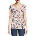 thumbnail image 1 of No Boundaries Juniors' Floral Button Front Top, 1 of 5