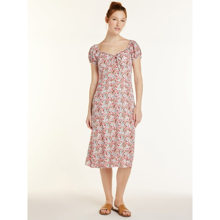 No Boundaries Juniors Floral Dress with Short Puff Sleeves Sizes XS XXXL Walmart