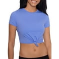 thumbnail image 1 of No Boundaries Juniors' Front Knot Crop Solid Swim Tee, 1 of 3
