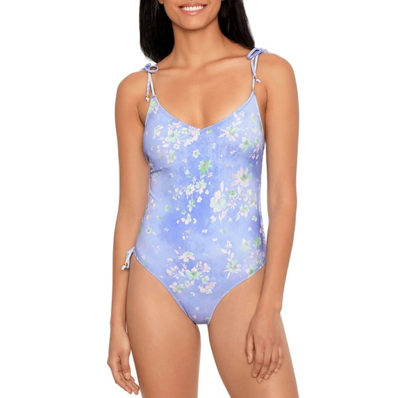 No Boundaries Juniors' Garden Party Adjustable Strap and Tie Side One-Piece Swimsuit
