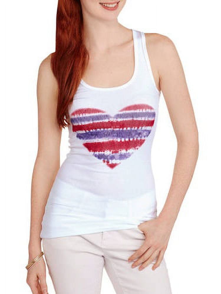 No Boundaries Juniors' Graphic Racerback Ribbed Tank