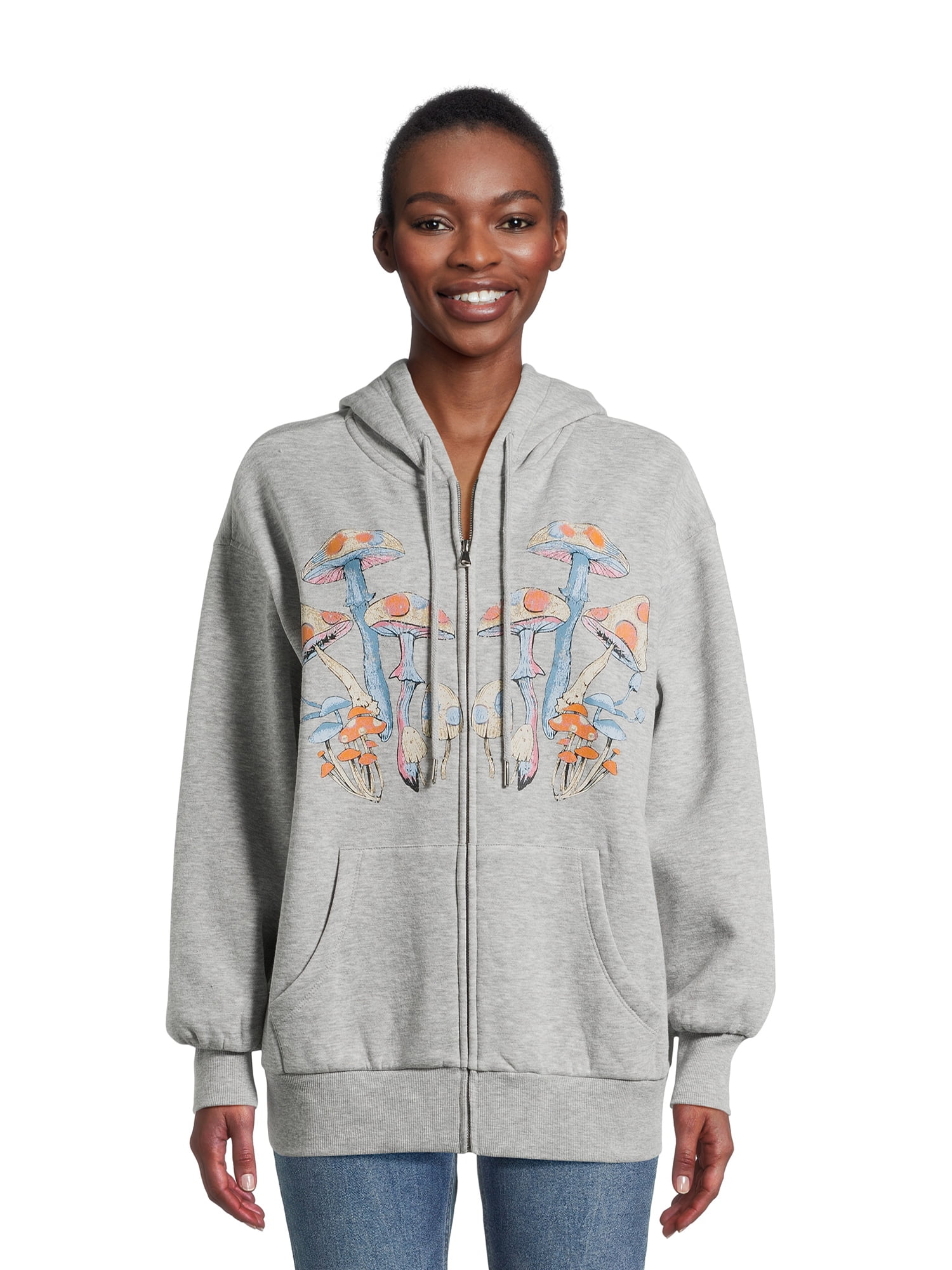 No Boundaries Juniors Graphic Zip Hoodie Sweatshirt, Sizes XS-3XL 