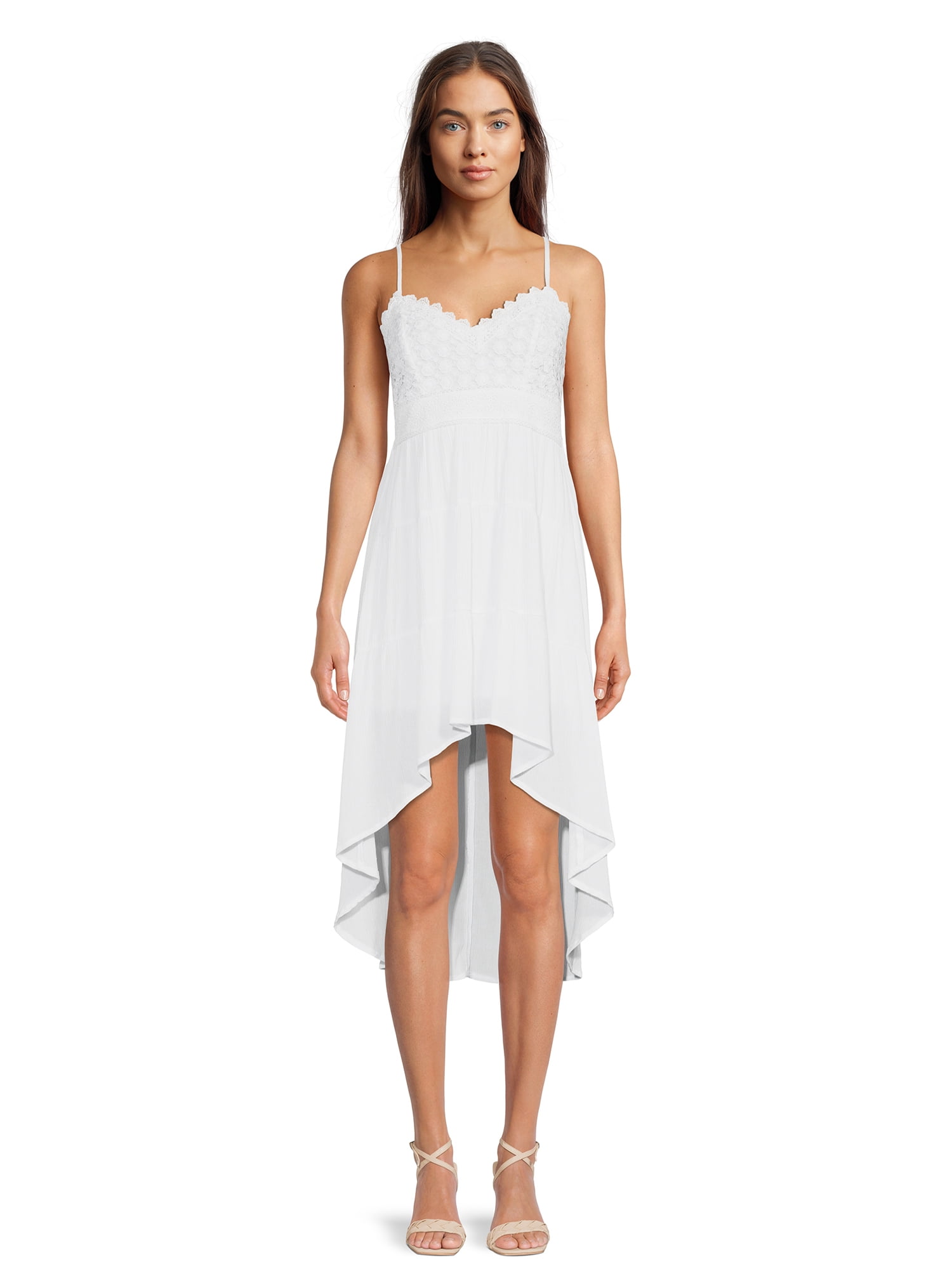 No Boundaries Juniors' High Low Crochet Dress, Sizes XS-XXXL