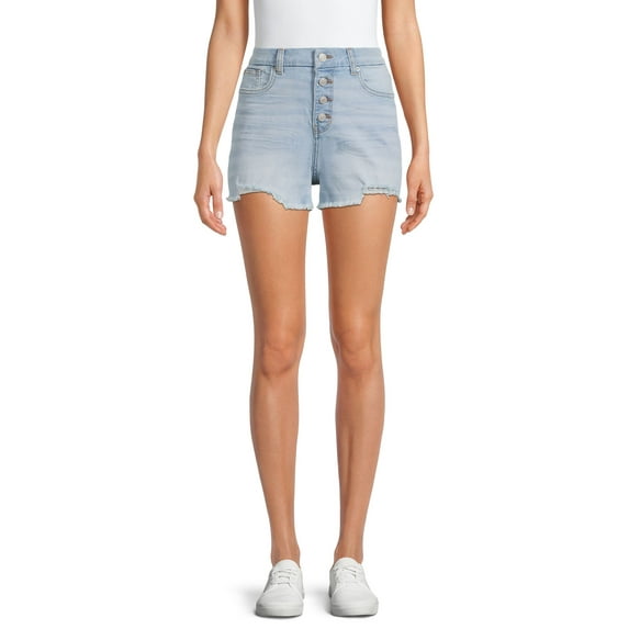 No Boundaries Juniors' High Rise Curvy Mom Shorts