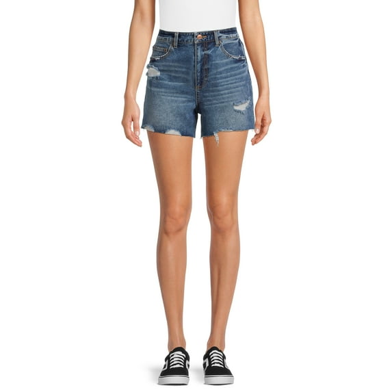 No Boundaries Juniors' High Rise Denim Shorts