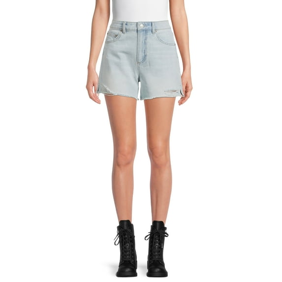 No Boundaries Juniors' High Rise Denim Shorts