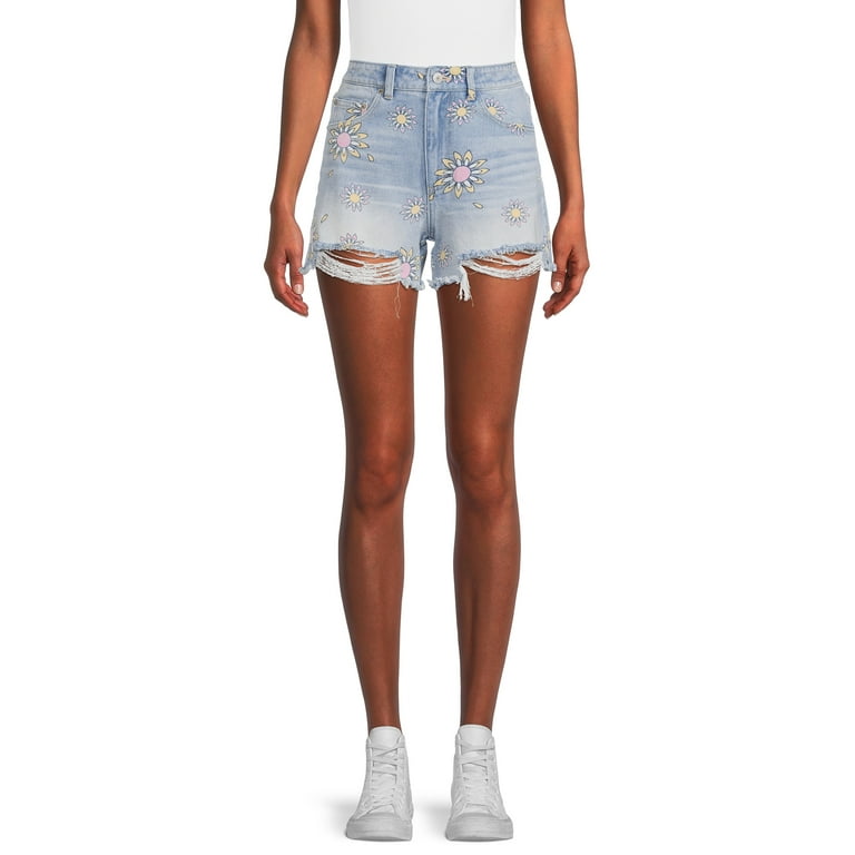 destructed denim shorts