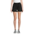 thumbnail image 1 of No Boundaries Juniors’ High Rise Destructed Midi Shorts, 1 of 5