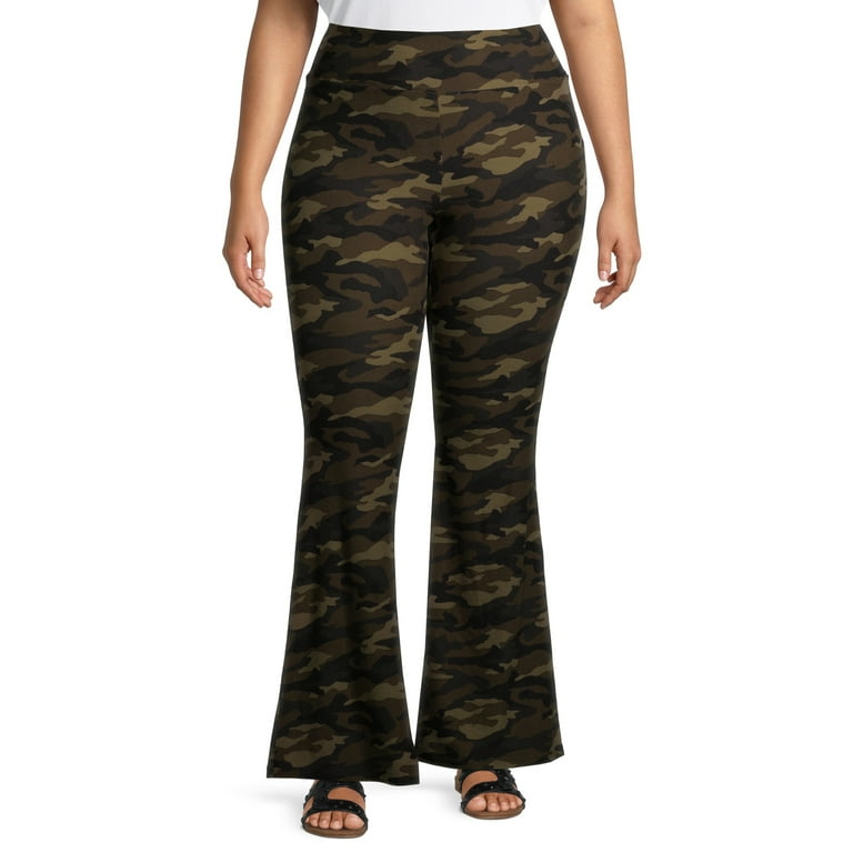 No Boundaries Juniors' High-Rise Plus Pull On Sueded Flare Pants 