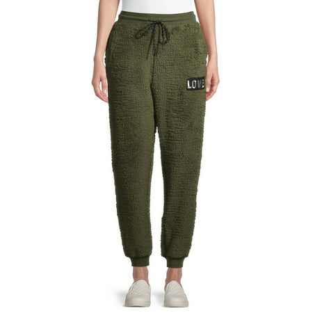 No Boundaries Juniors' High Rise Plush Joggers