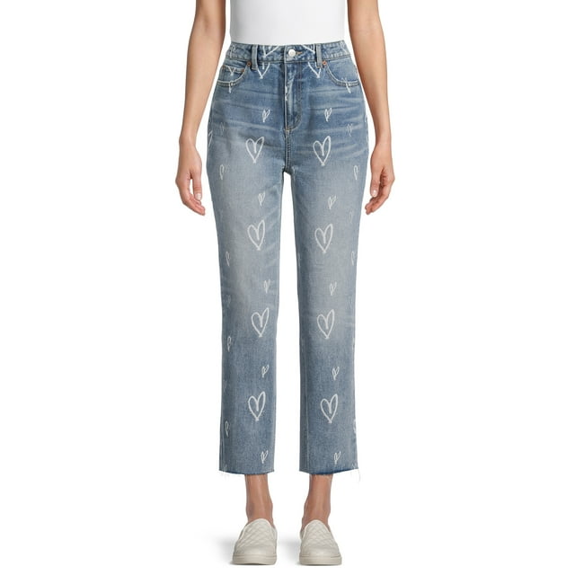 No Boundaries Juniors' High Rise Slim Straight Cropped Jeans