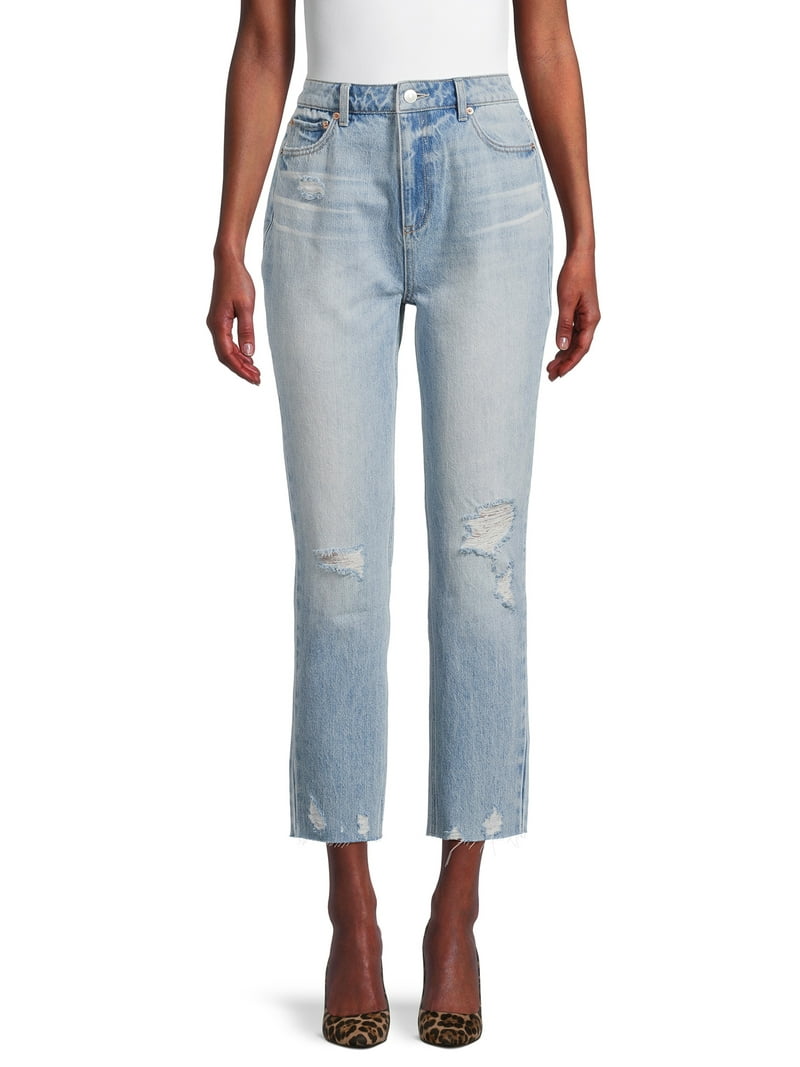 No Boundaries Juniors' High Rise Slim Straight Cropped Jeans