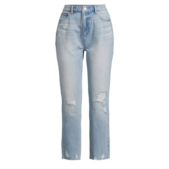 No Boundaries Juniors' High Rise Slim Straight Cropped Jeans