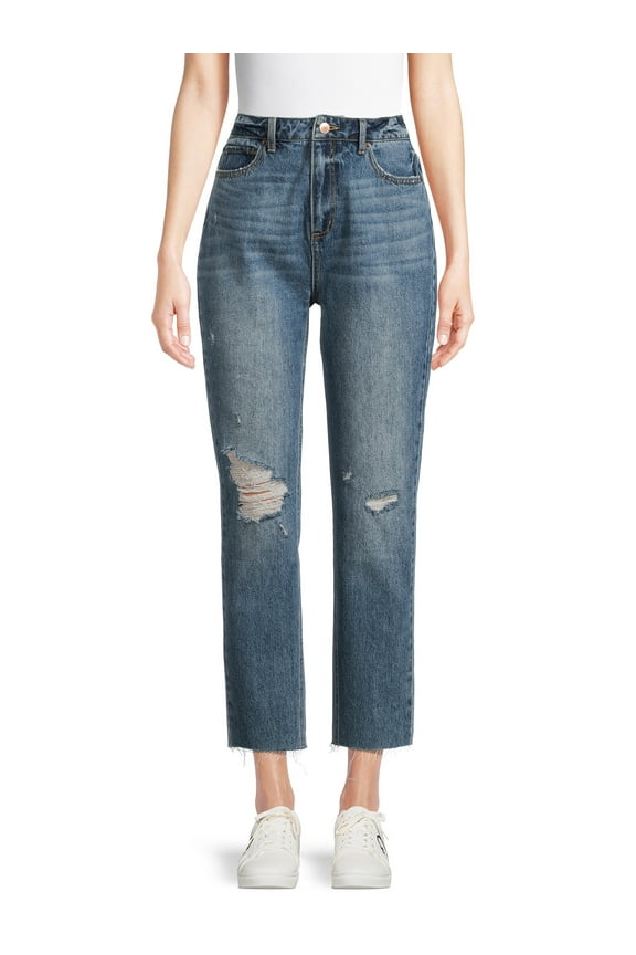 Juniors' High Rise Slim Straight Cropped Jeans