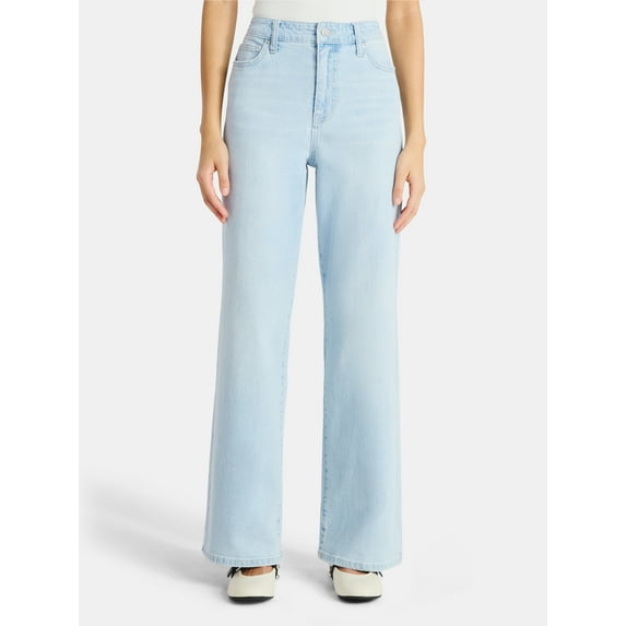 No Boundaries High Rise Baggy Wide Leg Jeans, 32" Inseam, Women's and Women's Plus Sizes XXS-4X