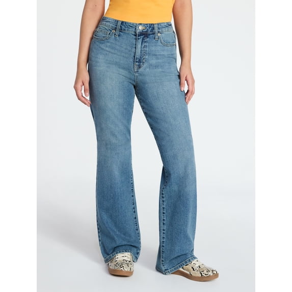 No Boundaries High Rise Baggy Wide Leg Jeans, 32" Inseam, Women's and Women's Plus Sizes XXS-4X