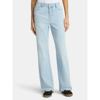 No Boundaries High Rise Baggy Wide Leg Jeans, 32'' Inseam, Women’s and Women's Plus