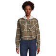 thumbnail image 1 of No Boundaries Juniors Hooded Flannel Shirt, 1 of 5
