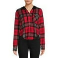 thumbnail image 1 of No Boundaries Juniors Hooded Plaid Shirt, 1 of 5