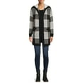 thumbnail image 1 of No Boundaries Juniors Jacquard Cardigan with Faux Faux Shearling Hood, 1 of 5