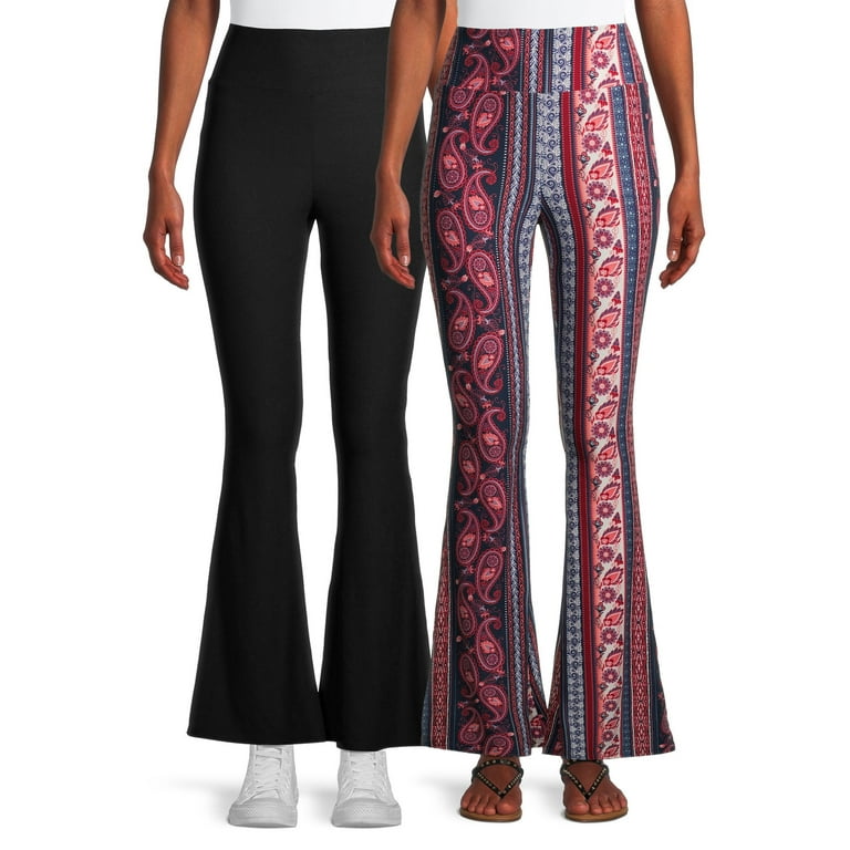 No Boundaries Juniors' Knit Flare Pants, 2-Pack - Walmart.com
