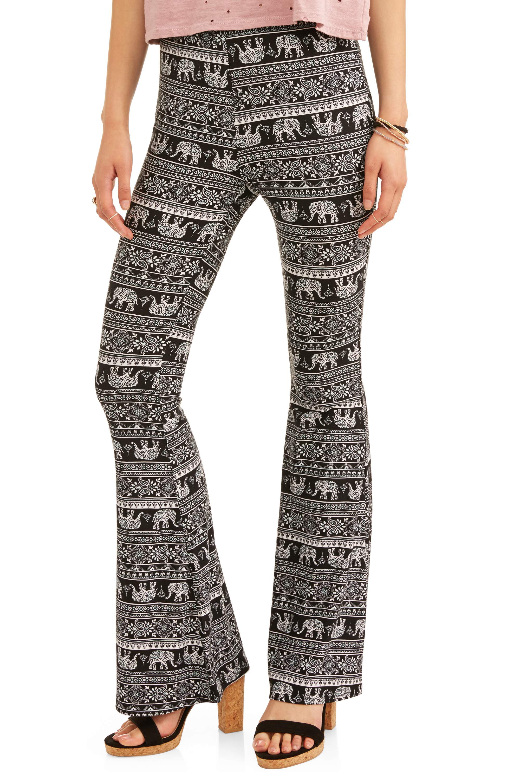 No Boundaries Juniors' flared yummy knit pants (prints & solids) -  Walmart.com