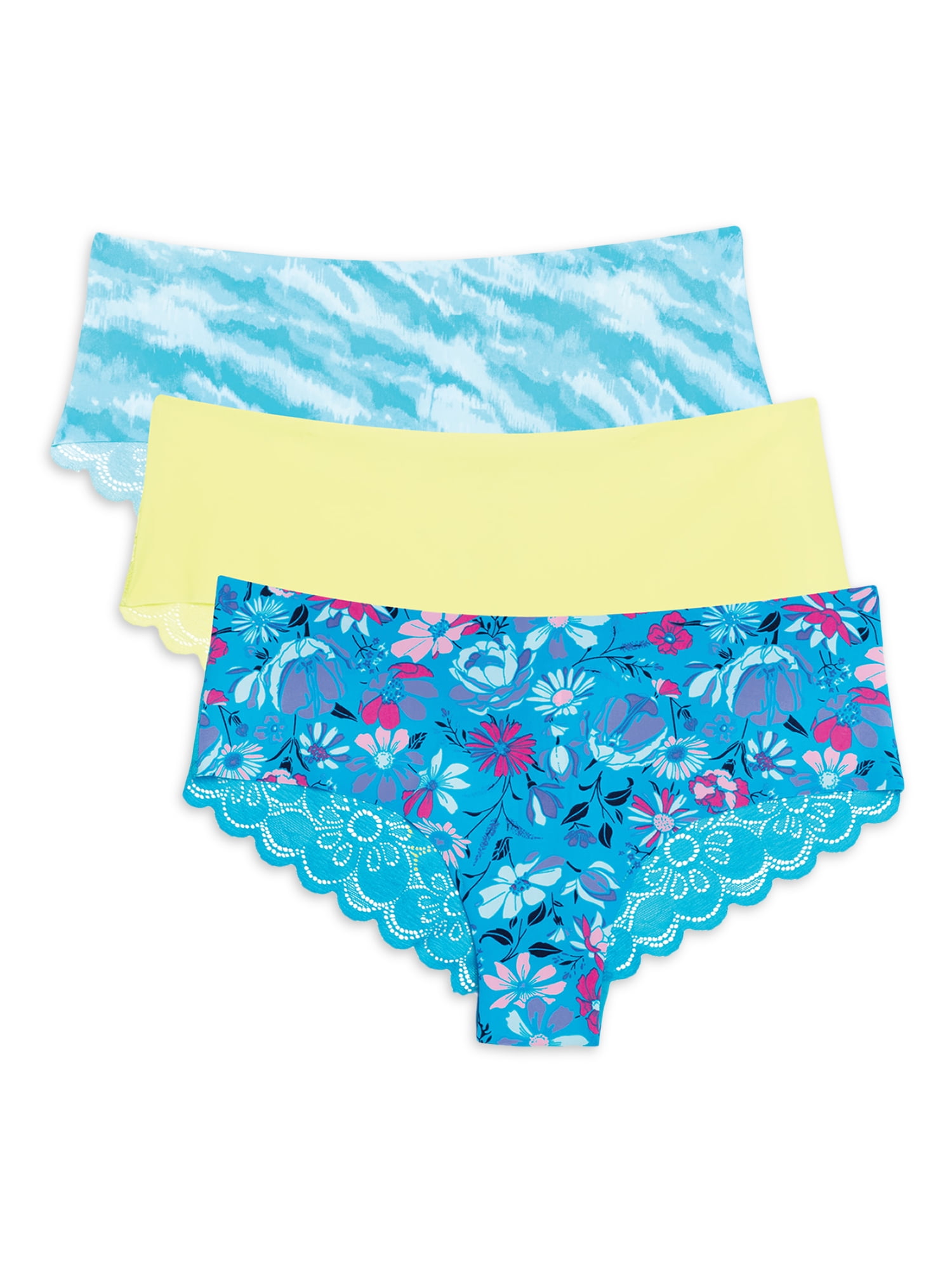 No Boundaries Juniors' Lace Back Cheeky Panty, 3Pack