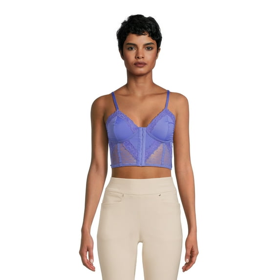 No Boundaries Juniors Lace & Dot Mesh Bustier