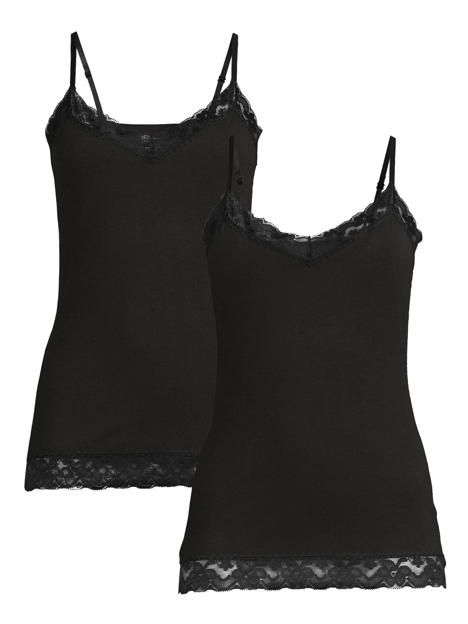 No Boundaries Juniors' Lace Trim Cami, 2Pack