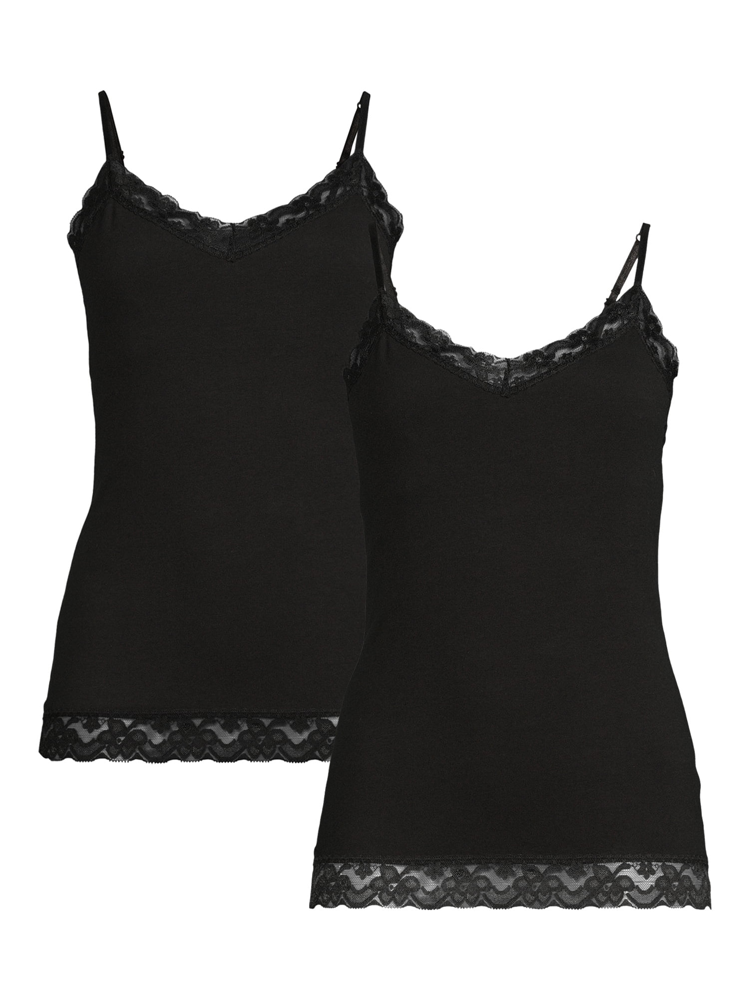 No Boundaries Juniors Lace Trim Cami, 2 Pack - Walmart.com