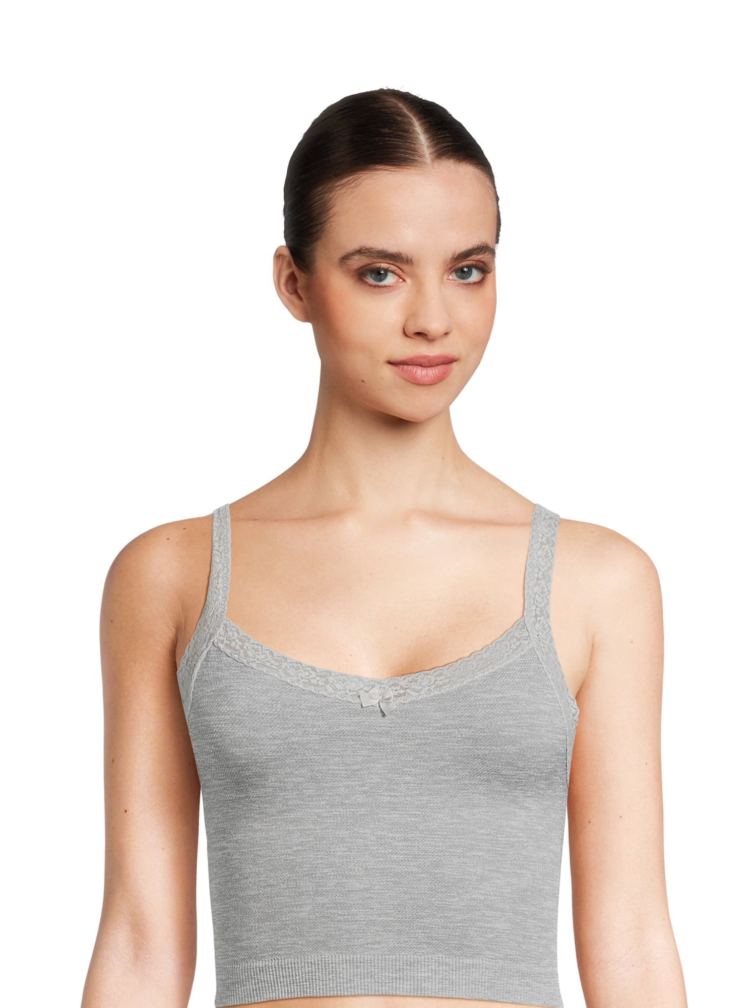No Boundaries Pullover Sleeveless Lace Trim Grey Heather Cami Tops XL size-xl-women-s-top-40-tops-womens-tops-women-s-top