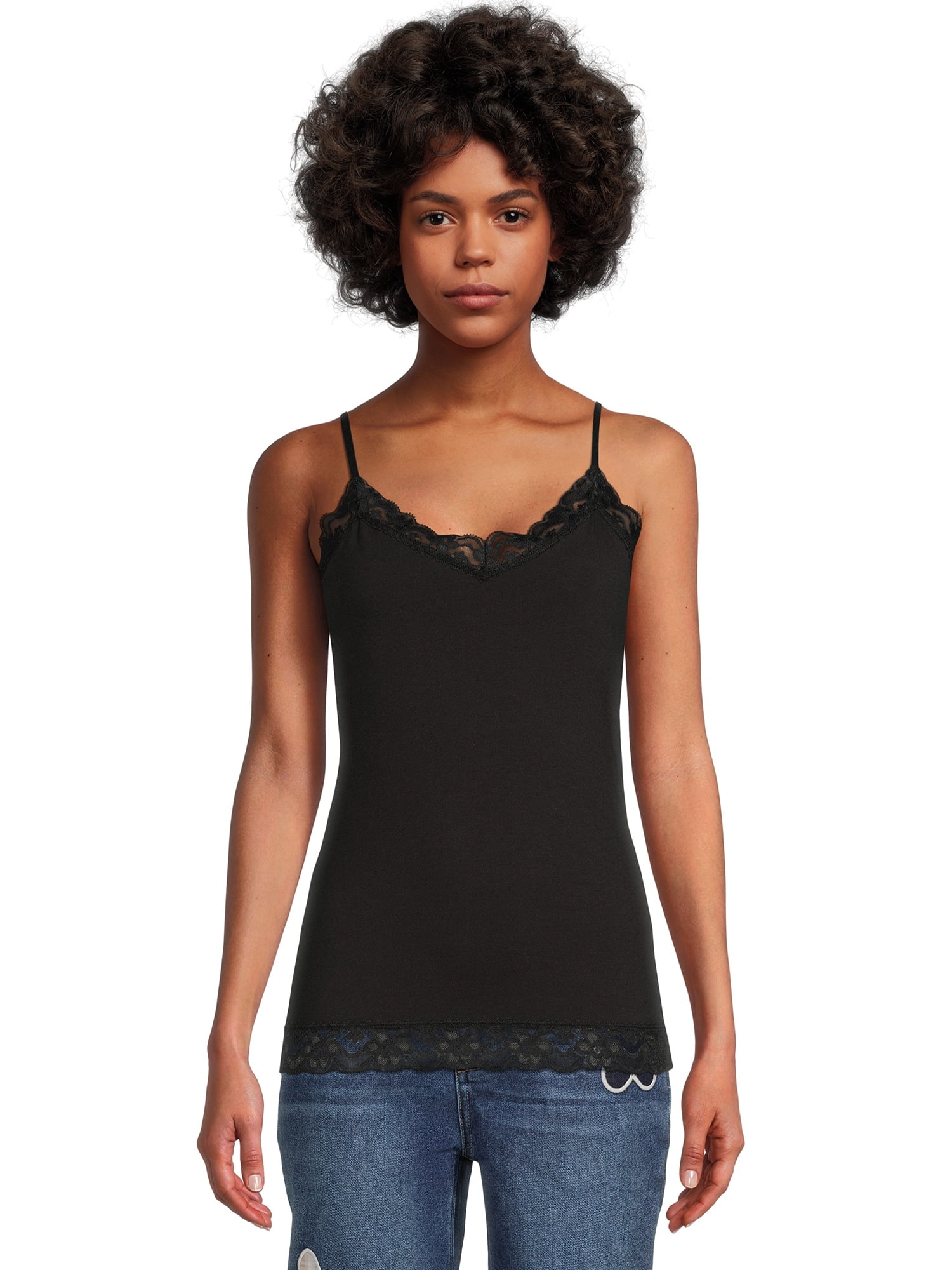 No Boundaries Juniors Lace Trim Camisole Top